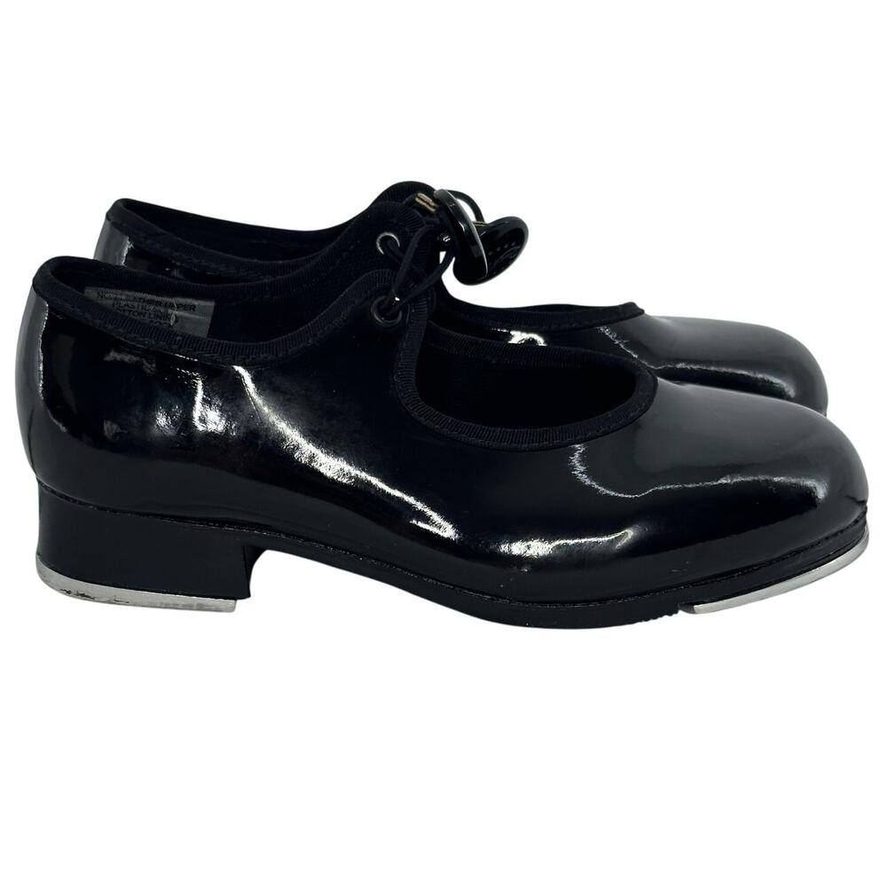Dance Now Girls Tap Shoes Size 11.5 Black Patent Leather Maryjanes Bloch Taps